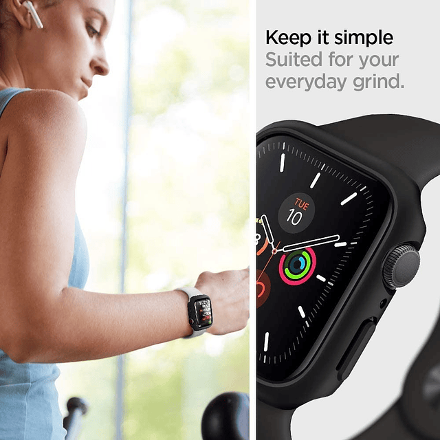 Case Spigen Thin Fit Compatible Con Apple Watch Serie 4 5 6 Se 1/2 44mm Negro