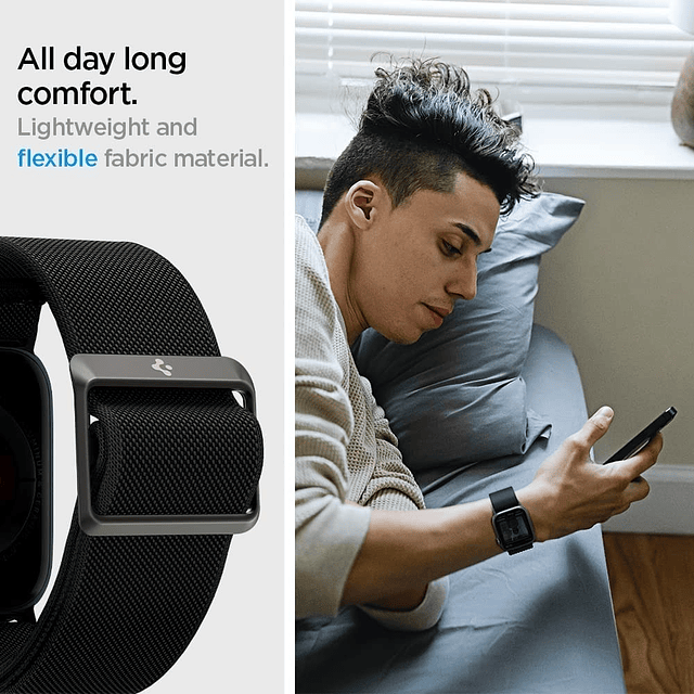 Correa Nylon Spigen Compatible Con Apple Watch 45mm Serie 7 8 9 Negro