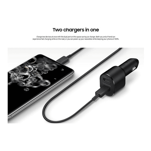 Samsung Cargador Auto 45watts Para Galaxy S23 Plus Ultra (con cable USB-C incluido)