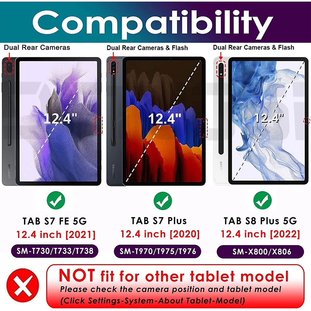 Case Galaxy Tab S7 Fe 12.4 T730 T735 Flip Cover Protector 2