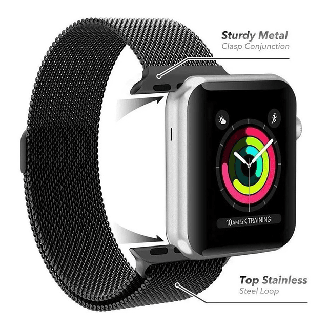 Correa Acero X-doria Compatible Con Apple Watch 45mm Serie 7 8 9 Negro