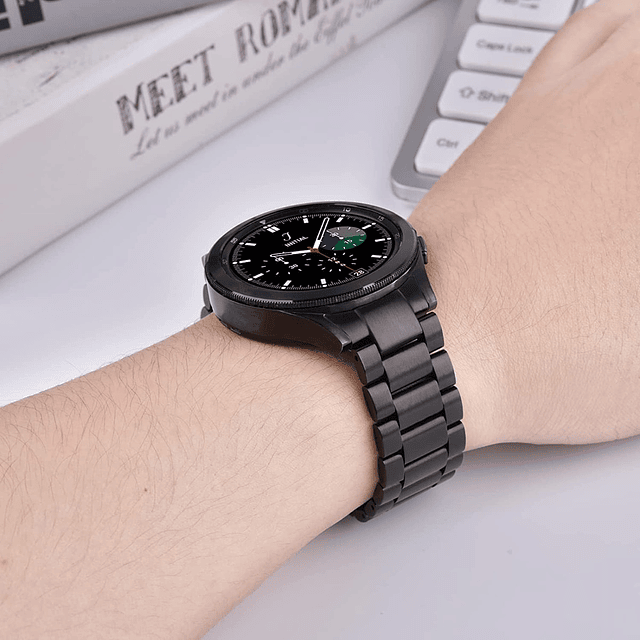 Correa Metal Acero V-moro Para Galaxy Watch4 Classic 46mm Bk