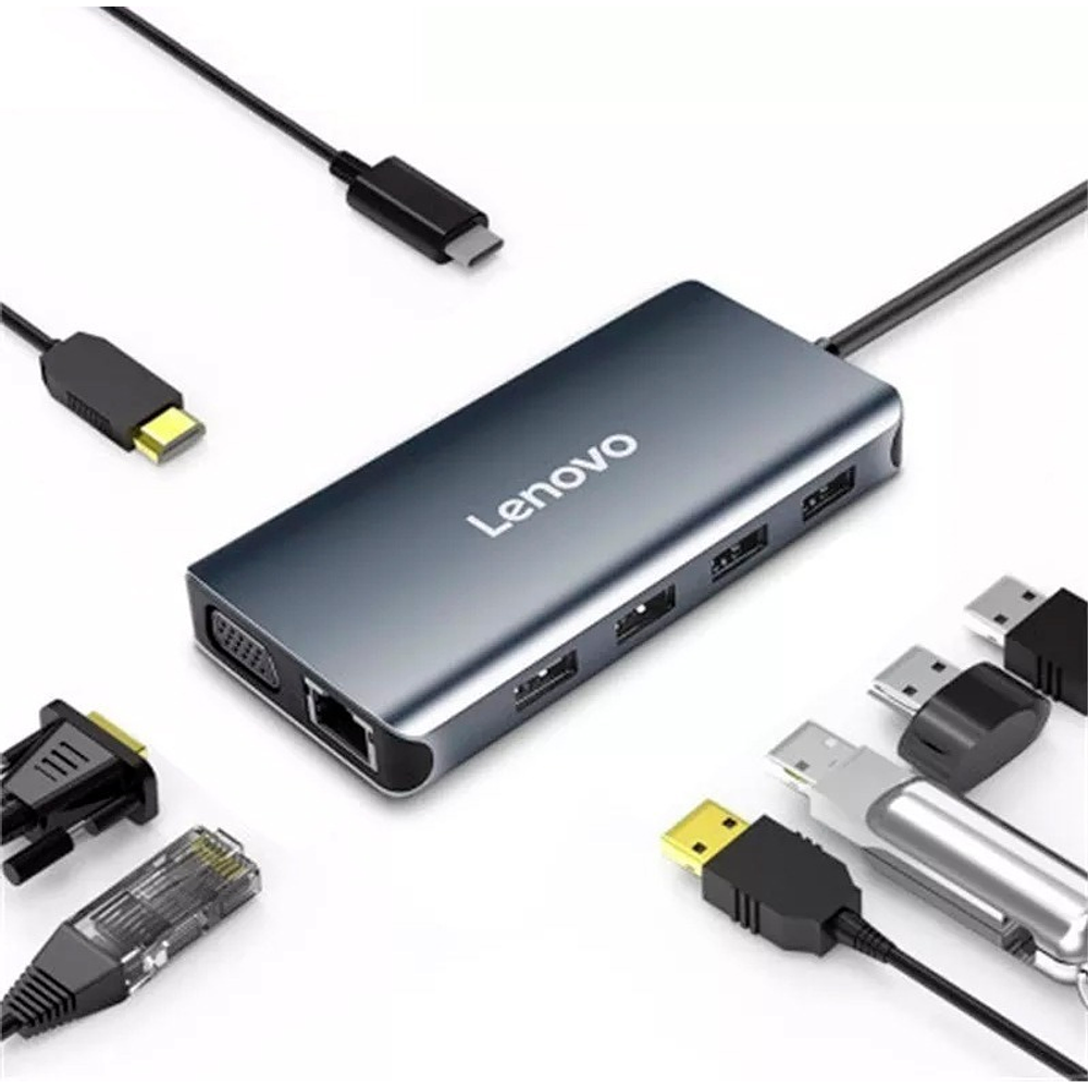 Lenovo Hub Adaptador Usb C Hdmi Vga Red Para Macbook Pro Air 1