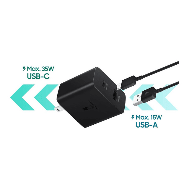 Cargador De pared Samsung 35watts Para Galaxy Tab S6 Lite P610 P615 (2020) / P613 P619 (2022) / P620 P625 (2024) (solo cubo)