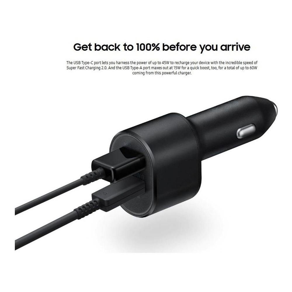 Cargador de Auto Samsung 45watts Dual para Galaxy Note 20 Ultra (con cable USB-C) 45W De Carro 2