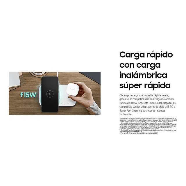 Cargador Inalámbrico Samsung Duo 15w Original Z Flip4 Flip 4