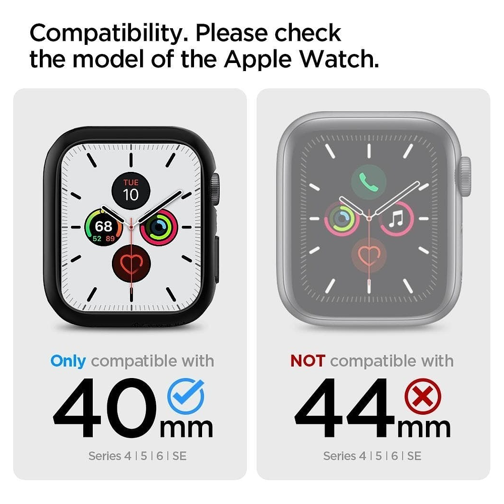 Case Spigen Thin Fit Compatible Con Apple Watch 40mm Negro 2