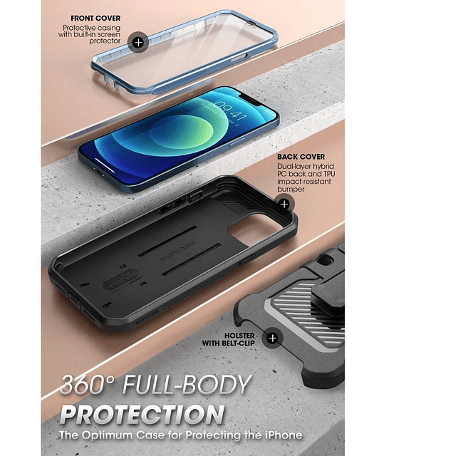 Case Supcase Para iPhone 13 Pro 6.1 Protector 360° Azul