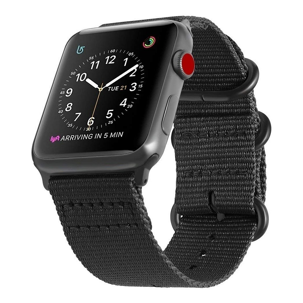 Correa Nylon Fintie Compatible Con Apple Watch Serie 4 5 6 Se 1/2 44mm Negro 1