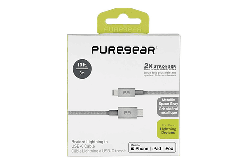 Puregear Cable 87W Lightning a USB Tipo C Para iPhone X / Xs / Xr / Xs Max 3m