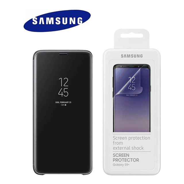 Pack Samsung Clear View Flip Cover Para Galaxy S9 Plus + Micas