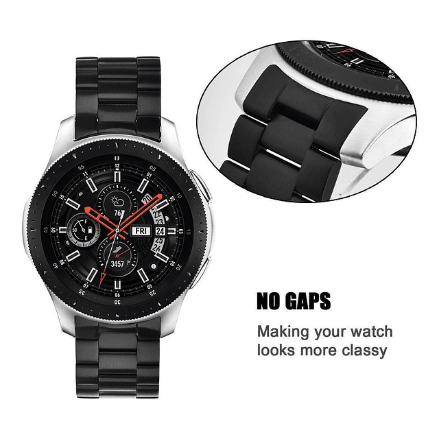 V-moro Correa Acero Para Galaxy Watch 46mm R800 Stainless Bk