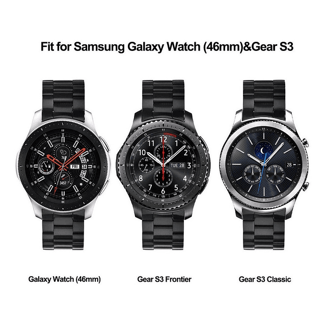 V-moro Correa Acero Para Galaxy Watch 46mm R800 Stainless Bk