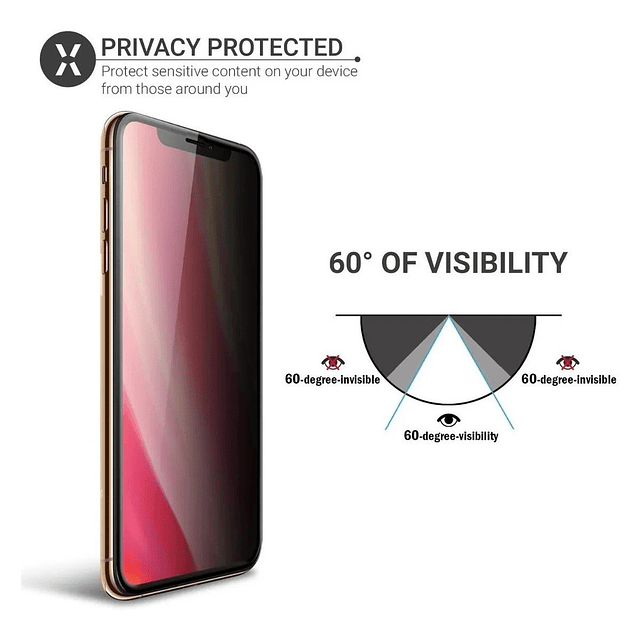 Mica de Vidrio Protector De Pantalla Antiespía Para iPhone 11 Normal 6.1 / 11 Pro Max 6.5 / 11 Pro 6.1