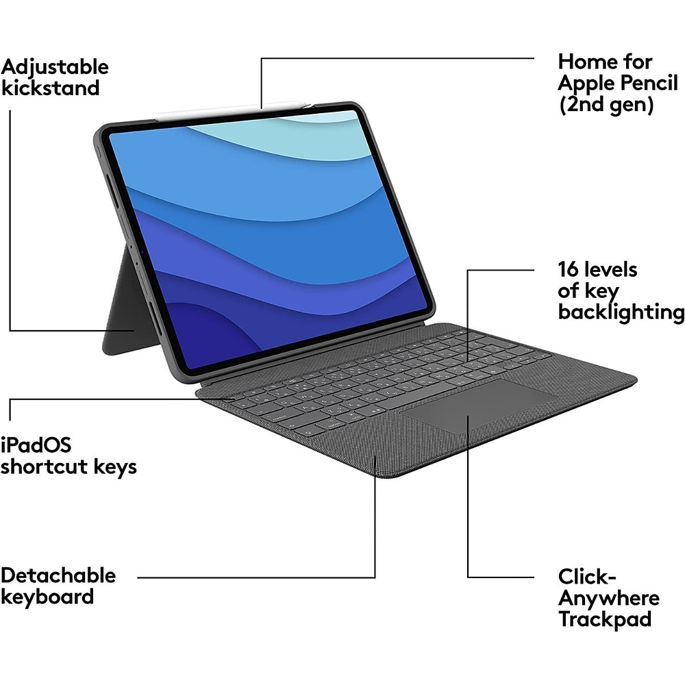 Teclado Logitech Combo Touch Para iPad Pro 12.9 2021 M1 5gen 2