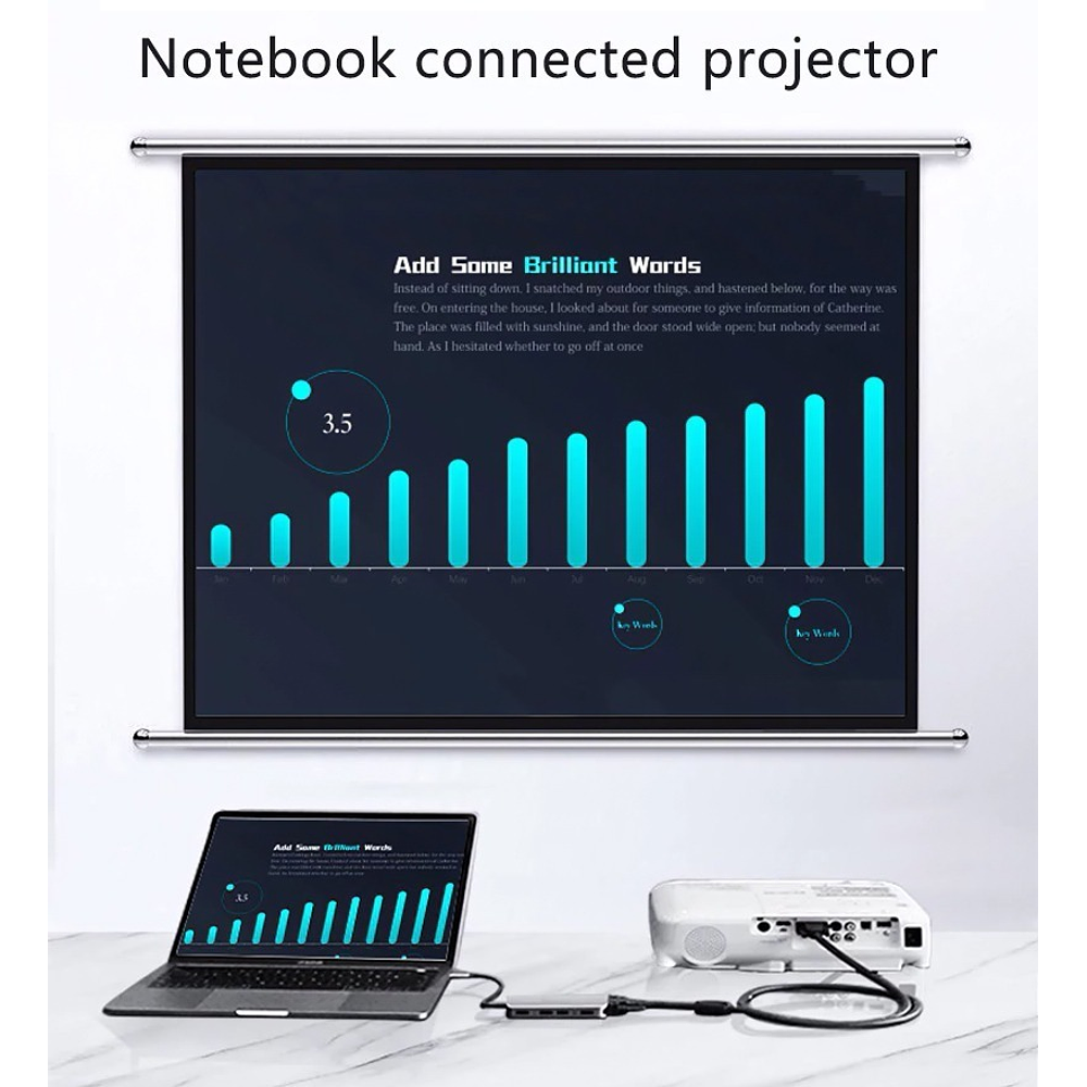 Lenovo Hub Adaptador Usb C Hdmi Vga Para Macbook Pro Air 4