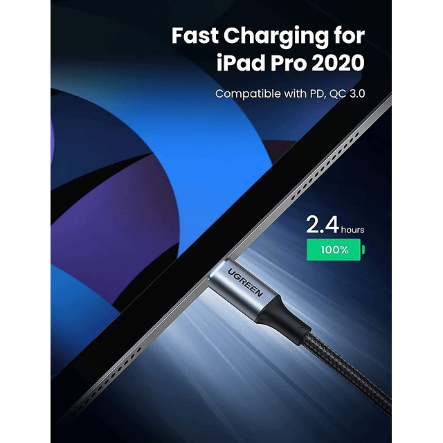 Cable Ugreen Usb-c 2m Para iPad Pro 12.9 M2 A2436 A2764