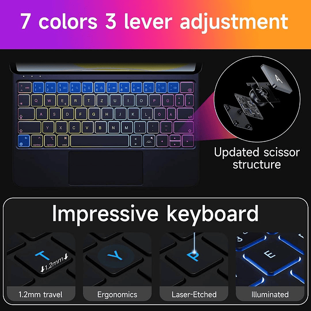 Teclado Magnético Para iPad Pro 11 3gen M1 Retroiluminado Ng