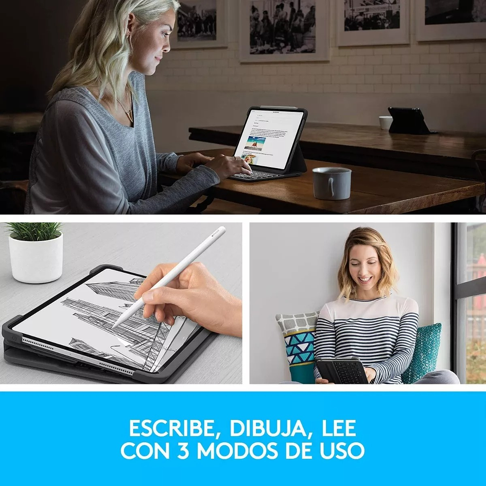 Teclado Logitech Slimfolio P/ iPad Pro 12.9 2020 A2229 A2069 6