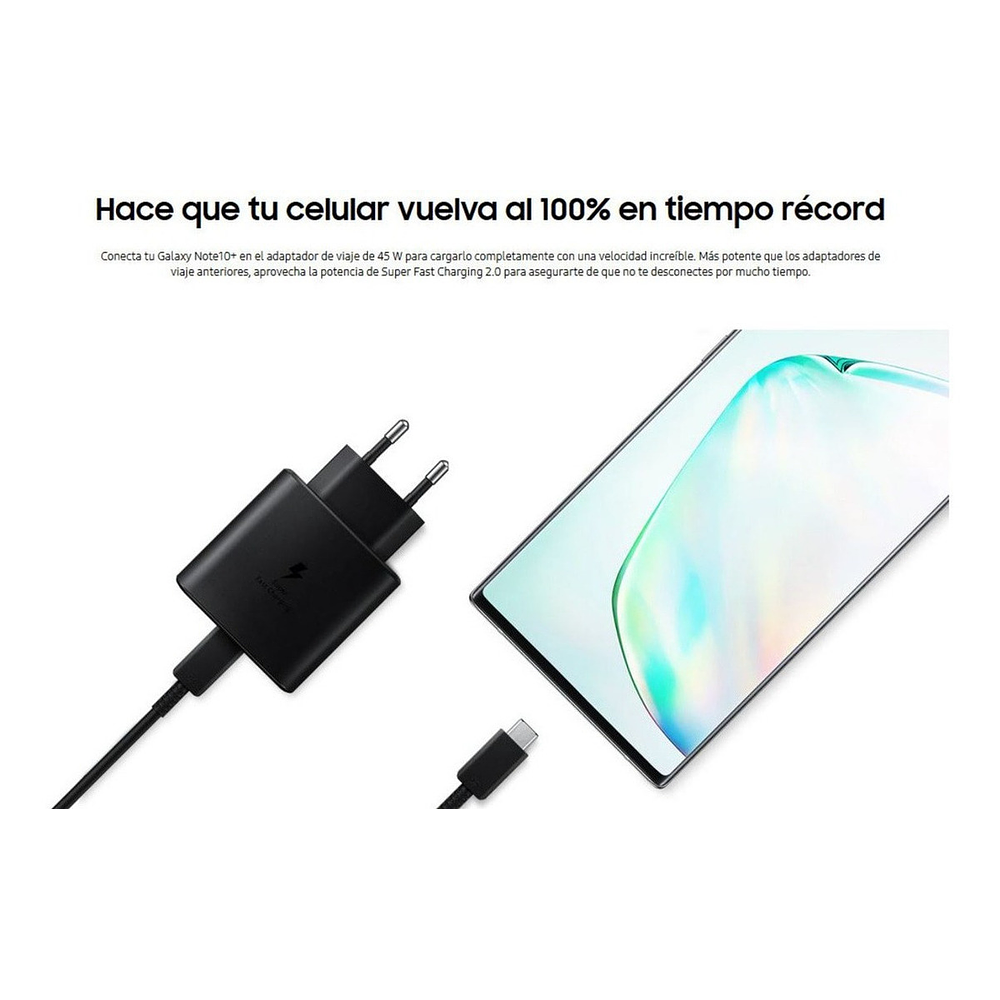 Cargador de Pared Samsung 45watts Para Galaxy Note 20 Ultra 45W (Punta Redonda) (Versión 2020 con Cable USB-C 1.20 metros) 2