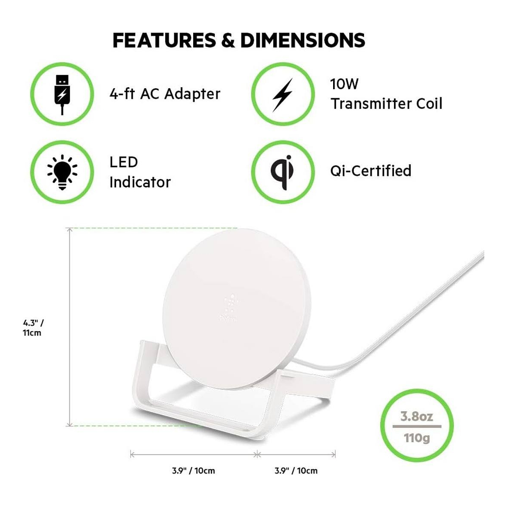 Belkin Cargador Inalambrico Para iPhone 13 Pro Max 6.7 / iPhone 13 Pro 6.1 / iPhone 13 Normal 6.1 / iPhone 13 Mini 5.4 Blanco 3