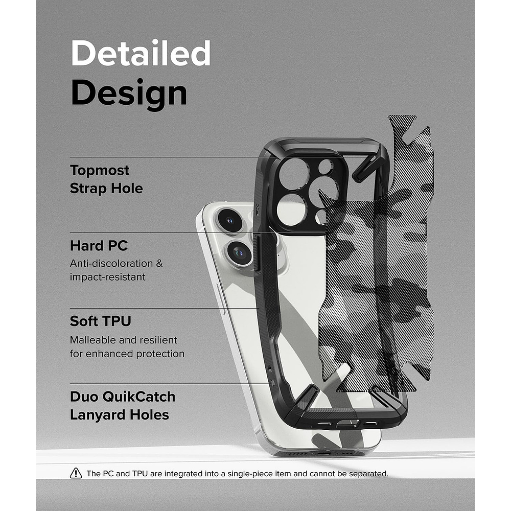 Case Ringke Fusion X Para iPhone 15 Pro 6.1 Camo Black 2