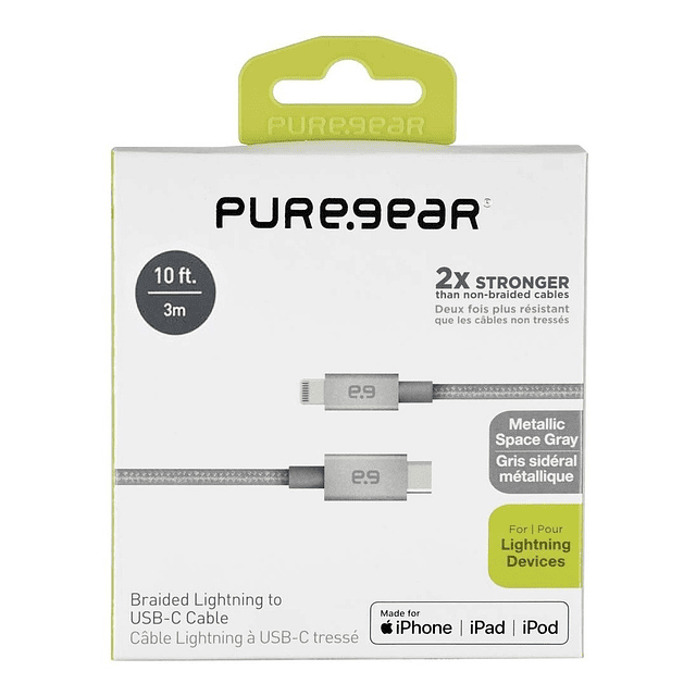 Puregear Cable 87W Lightning a USB Tipo C Para iPhone 13 / Pro / Max / Mini 3m