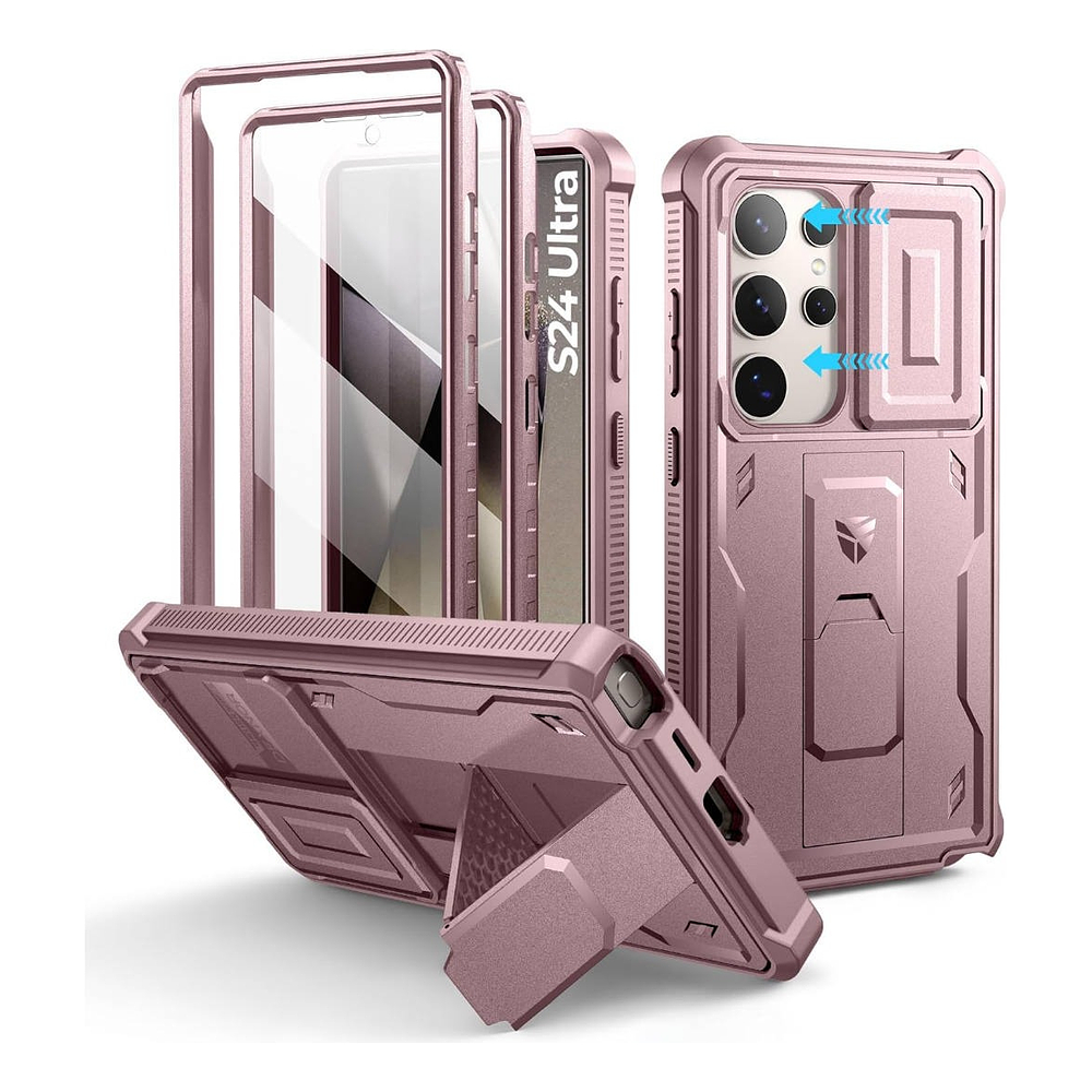 Case Dexnor Para Galaxy S24 Ultra 2024 Protector 360° Rosa 1