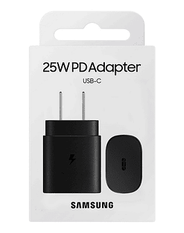 Cargador de Pared Samsung 25watts Para Galaxy Note 20 Ultra 25w Negro (versión 2022 sólo cubo sin cable)