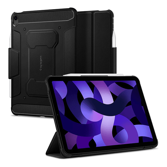 Case Spigen Core Armor Para iPad Air 4 (2020) / iPad Air 5 (2022) A2324 A2325 A2588 A2589 A2316 A2072 Color Negro