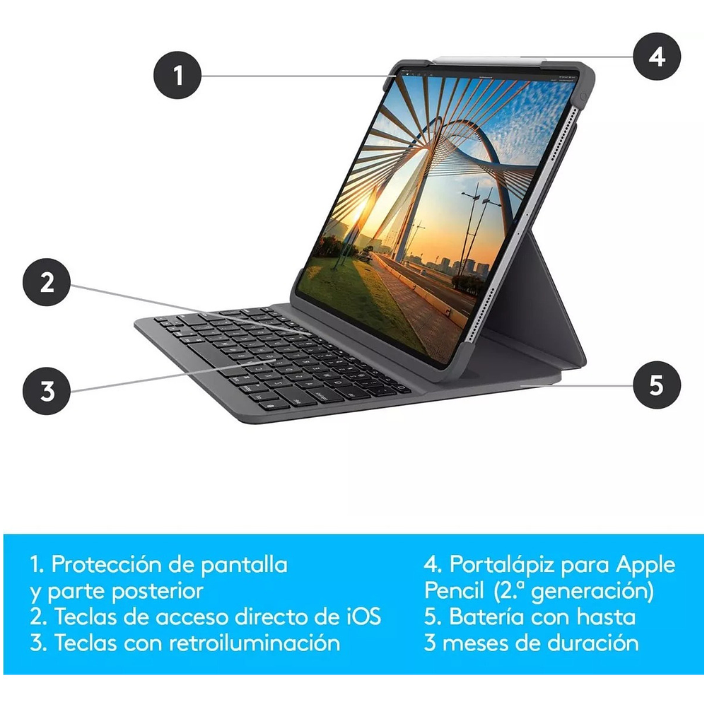 Teclado Logitech Slimfolio P/ iPad Pro 12.9 2018 A1876 A1895 2