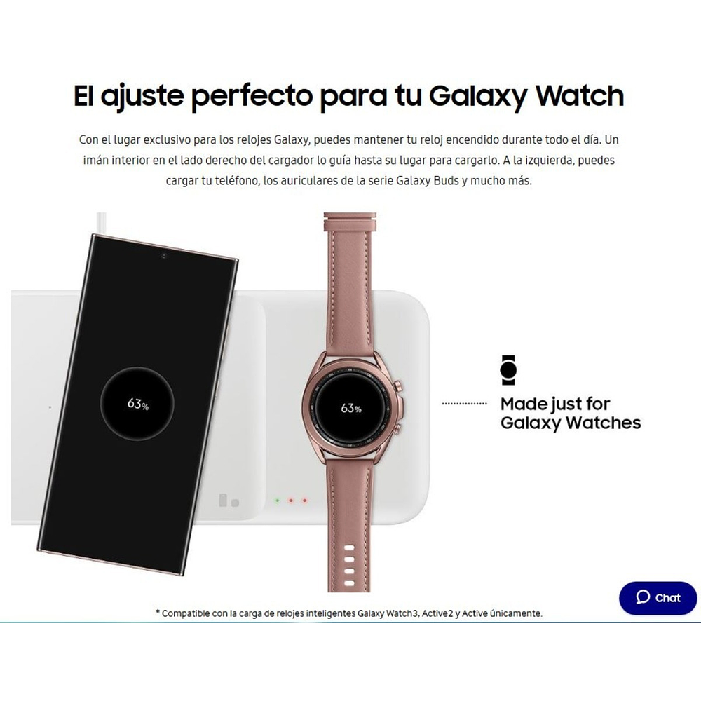 Cargador Inalámbrico Samsung Wireless Charger Trio Para Galaxy Watch6 47mm 43mm 2