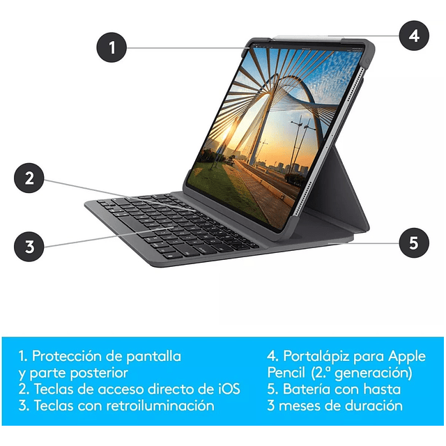 Teclado Logitech Slimfolio Para iPad Pro 12.9 M2 A2436 A2764