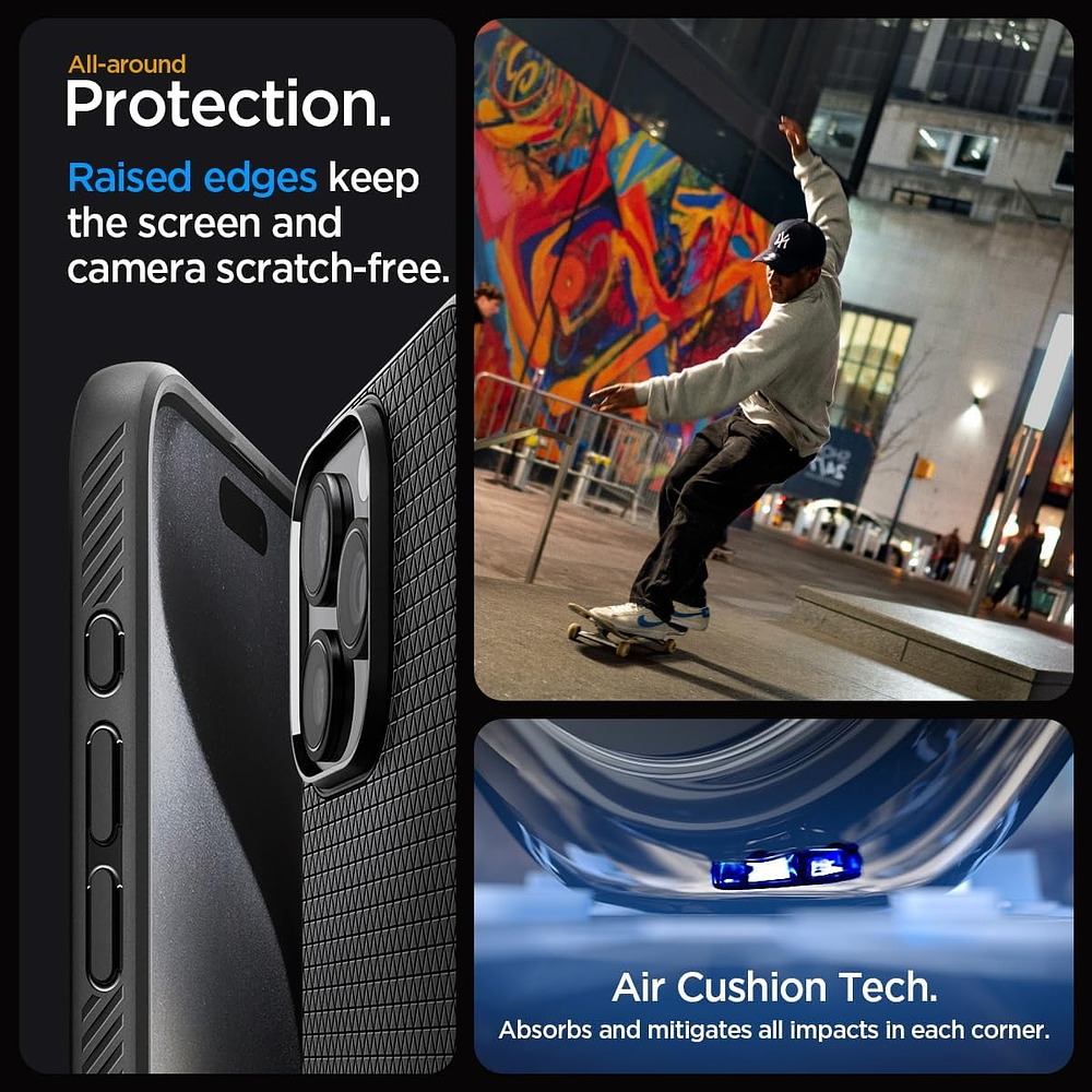 Case Spigen Liquid Air Para iPhone 15 Pro Max 6.7 Mate Black 3