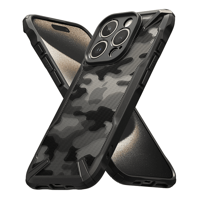 Case Ringke Fusion X Para iPhone 15 Pro Max 6.7 Camo Black