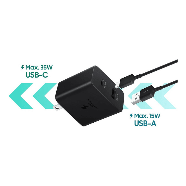 Samsung Cargador de Pared 35watts Duo Para Galaxy Z Flip3 Flip4 Flip5 Flip6 35W (solo cubo)