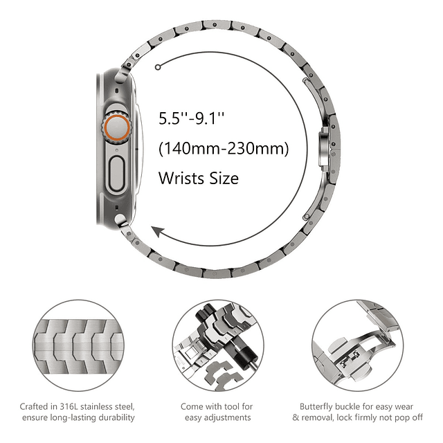 Correa De Acero Inoxidable Para Apple Watch 4 5 6 44mm Iron