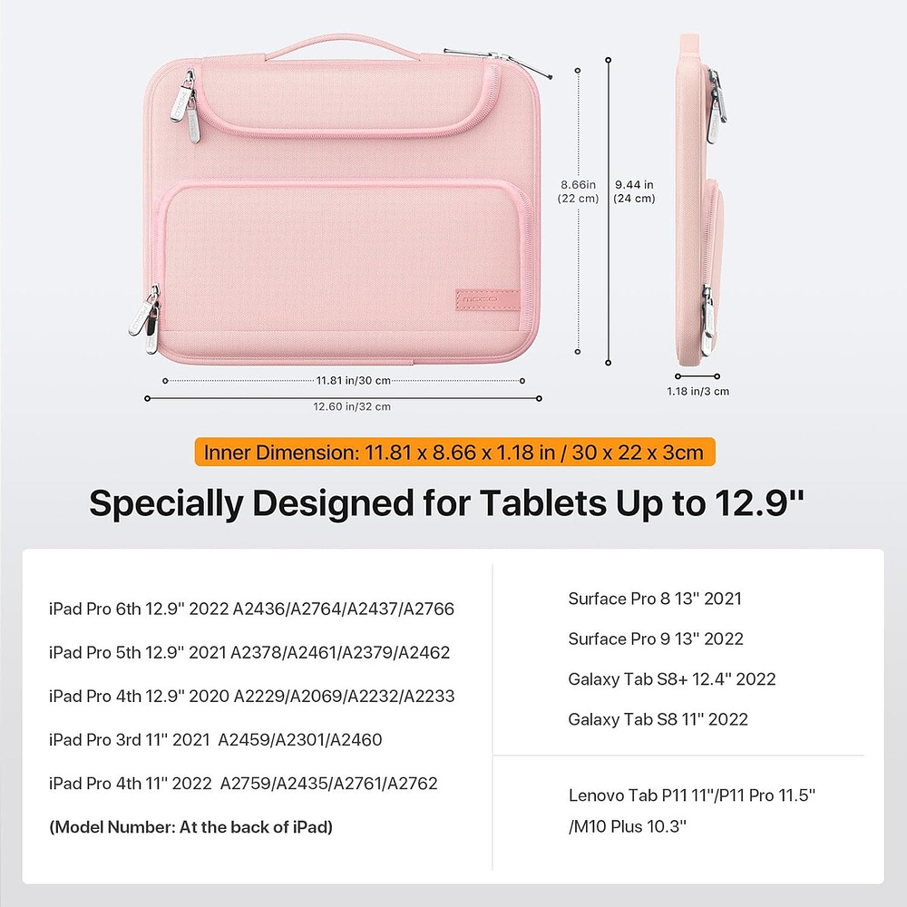 Funda Moko Bag Para iPad Pro 12.9 5gen M1 A2378 A2461 Rose 7