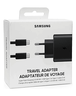 Samsung Cargador De Pared 45watts Para Galaxy Z Flip3 Flip4 Flip5 Flip6 45W con Cable USB-C 1 metro (pines redondos)