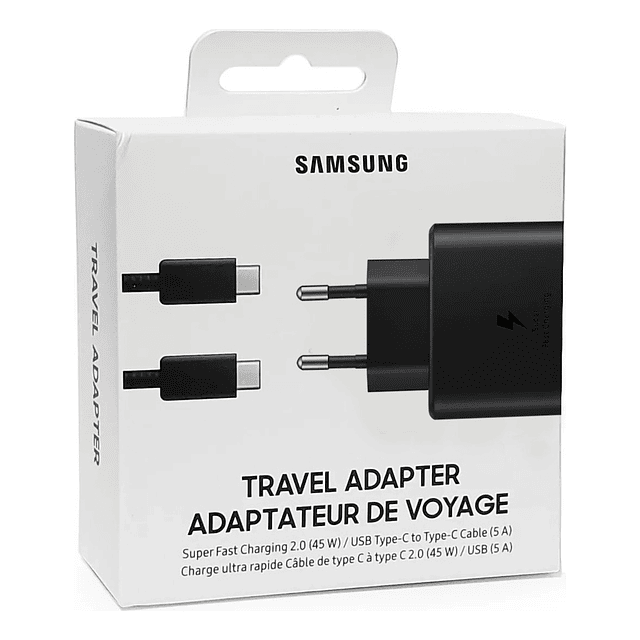 Samsung Cargador De Pared 45watts Para Galaxy Z Flip3 Flip4 Flip5 Flip6 45W con Cable USB-C 1 metro (pines redondos)