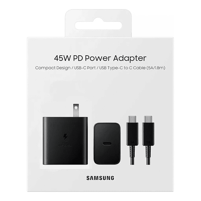 Samsung Cargador de Pared 45watts Para Galaxy Z Flip3 Flip4 Flip5 Flip6 con Cable USB-C 1.8 metros (2022)