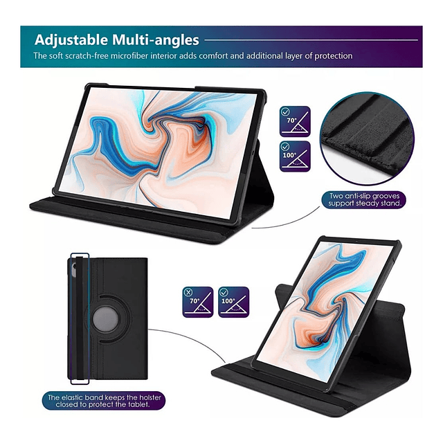 Case Giratorio Para Galaxy Tab A9 8.7 X110 X115 Funda Negro