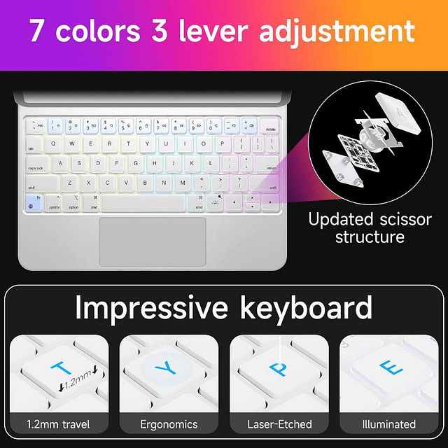 Teclado Magnético Para iPad Air 4ta / 5ta Retroiluminado Wh