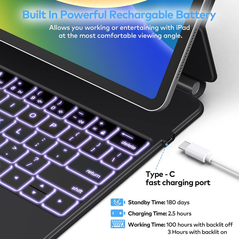 Teclado Magnético Touch Backlit Para iPad Pro 12.9 2021 M1 5gen 6