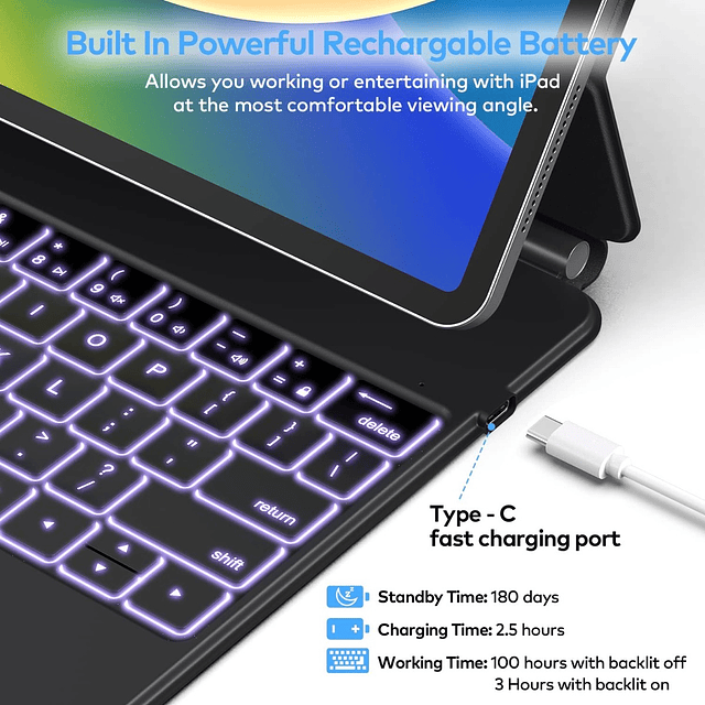 Teclado Magnético Touch Backlit Para iPad Pro 12.9 2021 M1 5gen