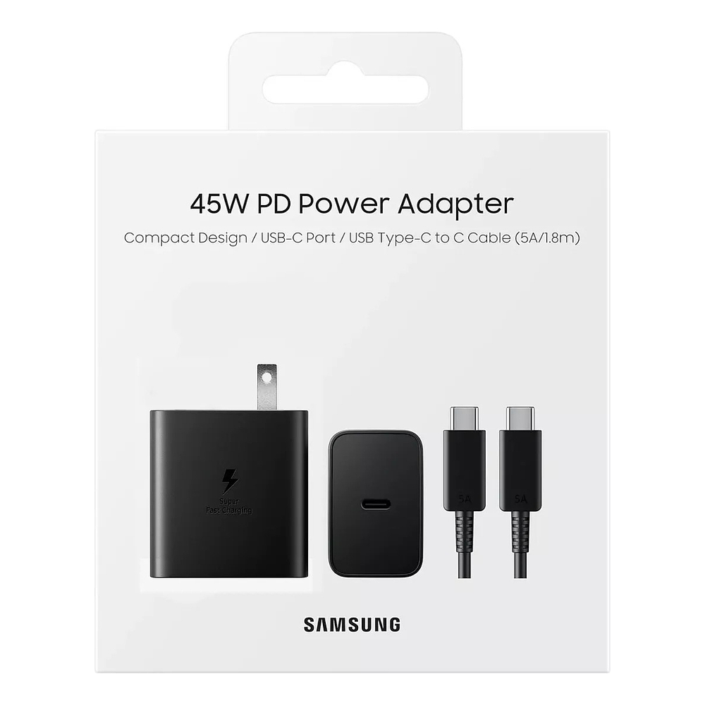 Samsung Cargador De Pared 45watts Para Galaxy A55 A35 A25 Negro (con Cable USB-C) 1