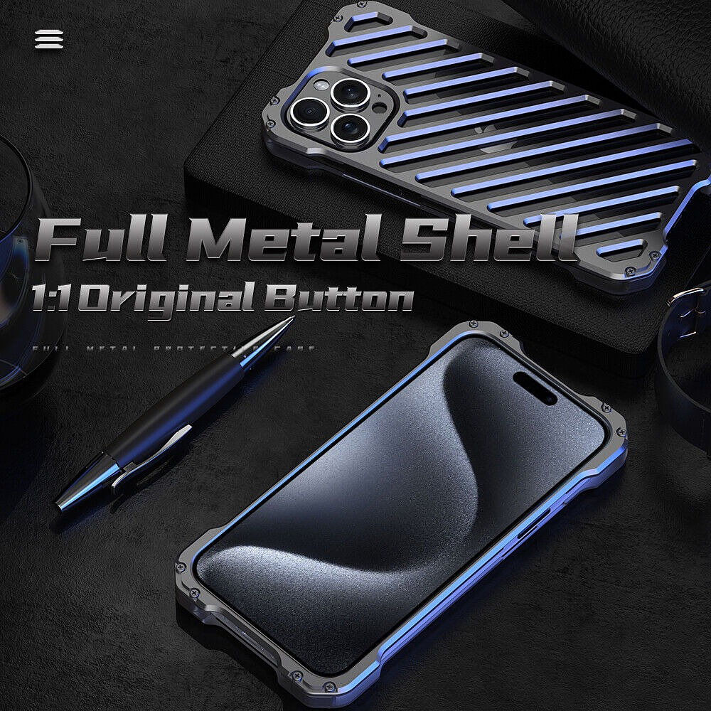 Case Funda De Metal Con Pernos Para iPhone 15 Pro Max 6.7 8