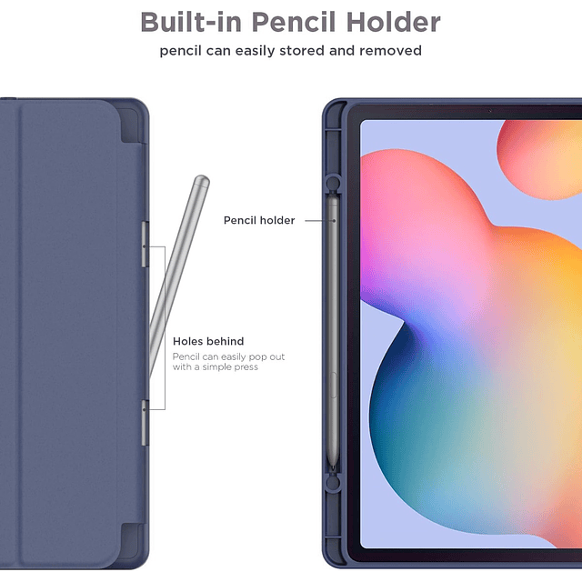 Case Para Galaxy Tab S6 Lite P610 P615 (2020) / P613 P619 (2022) / P620 P625 (2024) Con Portalápiz Navy