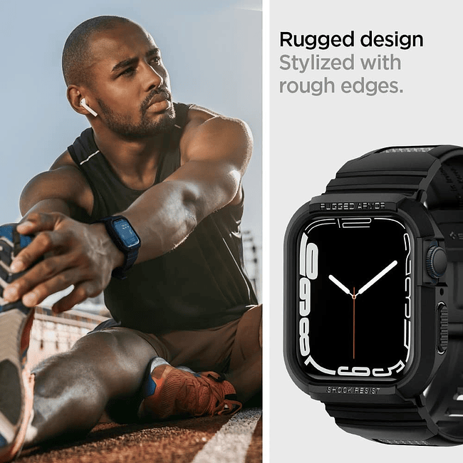 Case Spigen Rugged Armor Pro Para Apple Watch 7 8 41mm Negro 5