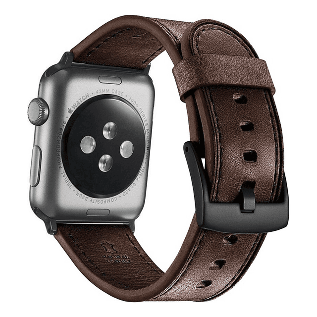 Correa De Cuero Platinum Para Apple Watch Serie 4 5 6 Se 1/2 44mm Borbón